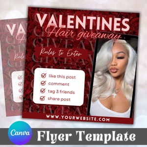 Valentines Hair Giveaway FLYER-sjabloon, Valentijnsdag Giveaway, Social Media Giveaway Post, Instagram Flyer, Hair Flyer, Esthetische Flyer