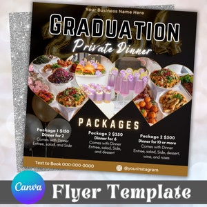 Modelo de Folheto para Jantar Privado, Modelo de Folheto para Jantar de Formatura, Folheto de Plano de Refeições, Postagem do Chef no Instagram, Folheto de Catering, Folheto de Menu de Jantar