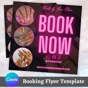 Booking Nail Flyer Template, DIY Book Now Instagram Flyer, Editable and Printable, Canva Template, Beauty Flyer, Nail Tech Branding