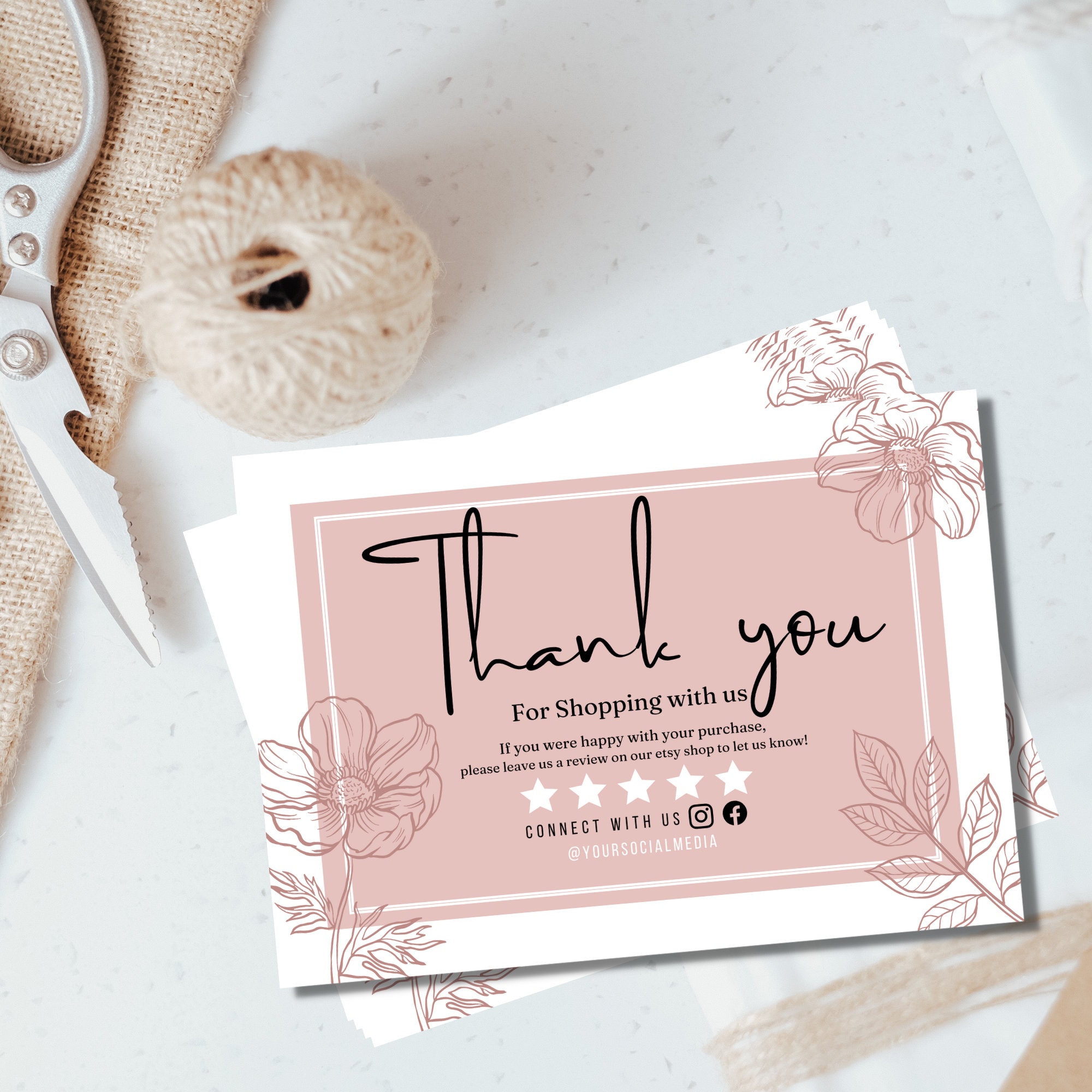 Thank You Card Template, DIY Small Business Editable Canva Template ...
