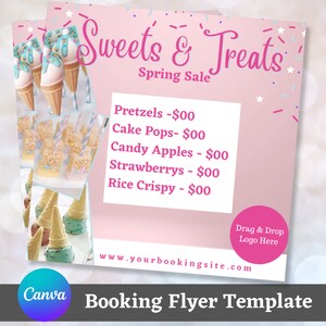 Sweets and Treats Spring Sale Flyer, Canva Editable Flyer Template, Party Treats Flyer, Spring Sale, Printable and Editable Flyer