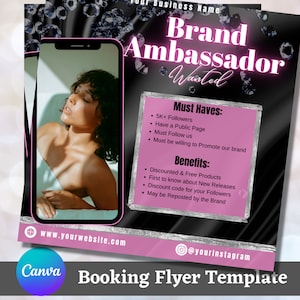 Brand Ambassador Wanted Flyer Template, Canva Social Media Instagram Business Branding Flyer, Boutique Ambassador, Content Creator