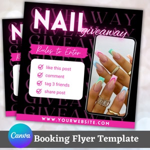 DIY Nail Giveaway E-FLYER template, Nail Tech Flyer, Canva template, Instagram Giveaway flyer, Social Media Flyer