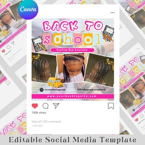 Back To School Hair Flyer, Instagram Template Design, Back To School Sale Flyer, Kids Hair Flyer, Wig Flyer, Social Media Post