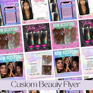Aangepaste digitale flyer, gepersonaliseerde schoonheidsflyer, Beauty Business Branding, aangepaste kapper, make-upartiest, Lash tech, Nail Tech Flyer