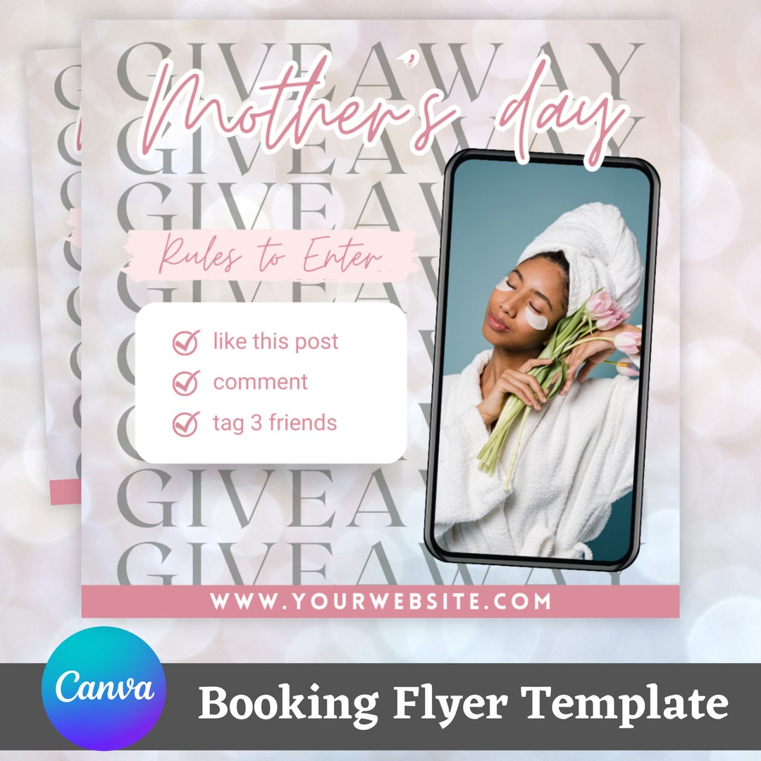 Mother's Day Giveaway Flyer Template, DIY Giveaway Flyer, Social Media