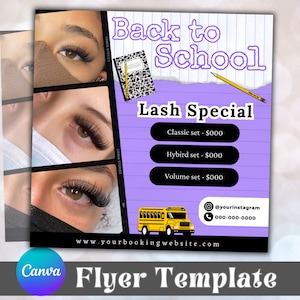 Back To School Lash Flyer, Lash Tech DIY Flyer Template, Back To School Sale, Hair Flyer, Wig Flyer, Social Media Flyer, Premade Flyer
