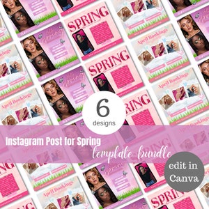 Spring Social Media Flyer Bundle, DIY Flyer Template Design, Spring Beauty Flyers, hair, MUA, Instagram Flyers, Premade Business Flyer Set