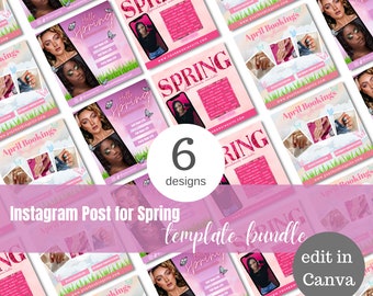 Spring Social Media Flyer Bundle, DIY Flyer Template Design, Spring Beauty Flyers, hair, MUA, Instagram Flyers, Premade Business Flyer Set