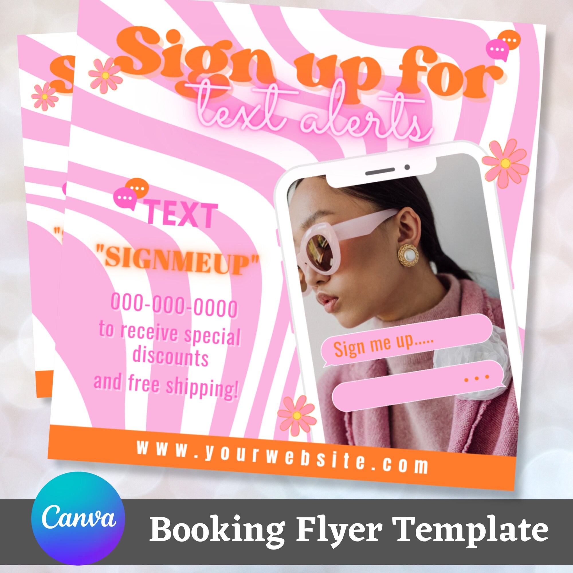 Sign up for Text Alert Retro Flyer Template, Groovy Branding Flyer ...