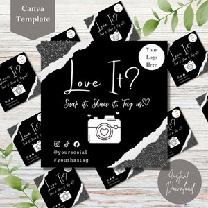 Canva-kaartsjabloon klikken, delen en taggen, kaartsjabloon voor sociale media, brandingkaarten voor kleine bedrijven, verbinding maken met ons-sjabloon