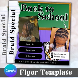 Back to school hair flyer, Kids Hair social media flyer, Canva template, social media post, back to school sale, Booking appointment