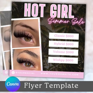 Lash Summer Special Flyer Template, June Booking Flyer, July Books Open, Lash Extensions Flyer, Summer Appointments, Social Media Flyer