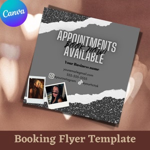 Canva Appointments Available Booking Flyer template, DIY Book Now Flyer, Booking Hair Lash Nail Makeup artist editable instagram flyer