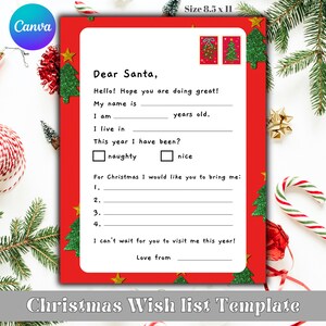 Weihnachtswunschliste für Kinder, bearbeitbare Vorlage, Lieber Weihnachtsmann Brief Vorlage, Nordpol Buchstabe, druckbare Kinder Weihnachtswunschliste