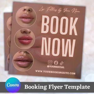 Lip Fillers Flyer template, Lip Injections business Flyer, Russian Lips, Lip Appointments, Aesthetics Flyer, Lip Filler Template,