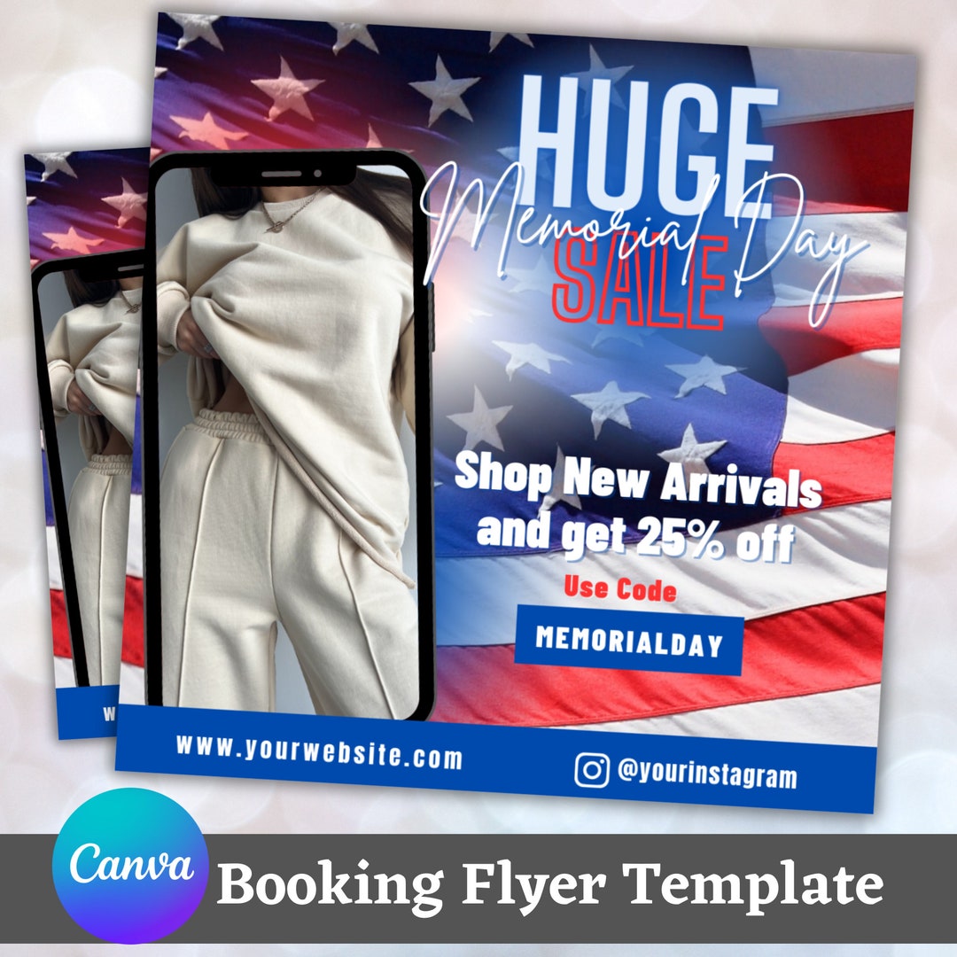 Memorial Day Sale Flyer Template, Editable Memorial Day Flyer, Huge Memorial Day Sale Flyer
