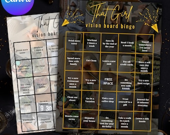 Bingosjabloon Vision Board, 2026 persoonlijke doelen bingospel, That Girl Vision Board afdrukbaar, Vision Board-activiteit, Vision Board Party