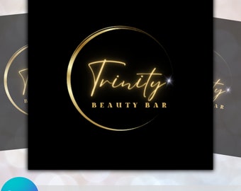 DIY Beauty Logo Template, Beauty Bar Branding, Editable Hair stylist Logo, Spa Business Branding, makeup artist logo, gold logo