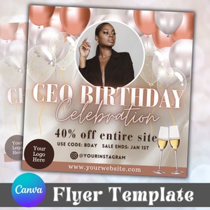 CEO Birthday Flyer Template, CEO Birthday Flyer, Birthday Sale flyer, Celebration Flyer, Digital invitation Template, Editable Party Flyer