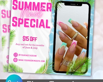 Summer Special Flyer, June Booking Flyer, July Books Open, Hair Bundles, Lash Flyer, Makeup Flyer, Nail Flyer, Boutique Flyer,Flyer template