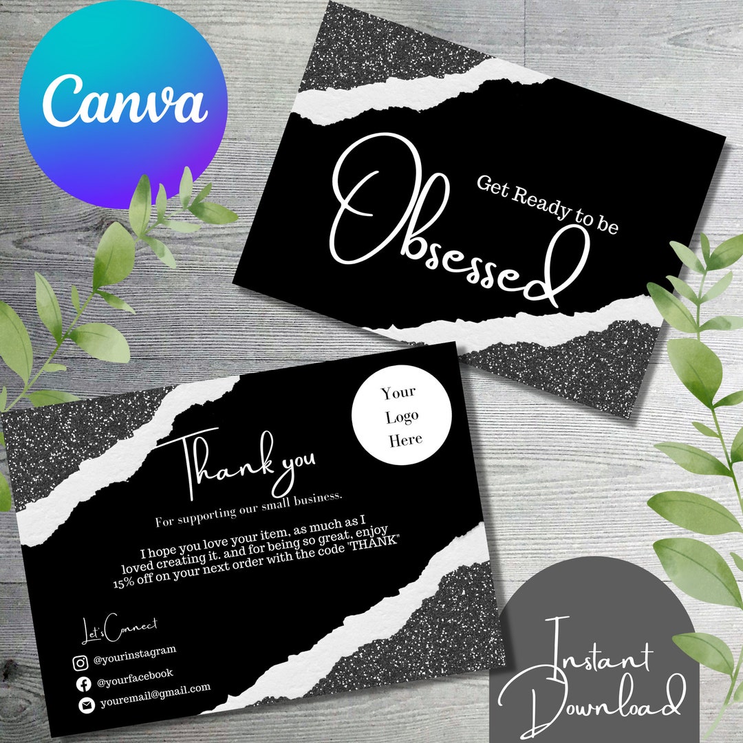 Printable Thank You Card Template, Canva Editable Business Mailing