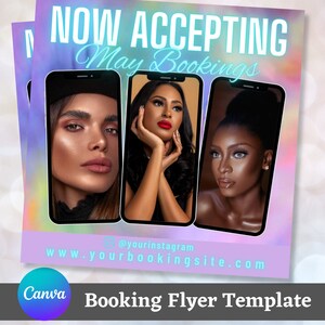 May Booking Flyer Template, Spring Flyer, Appointments Available Canva Flyer, Editable and Printable Digital Flyer, Makeup Artist Branding