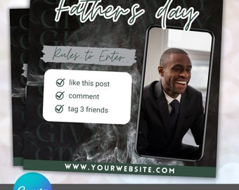 Father's Day Giveaway Flyer Template, DIY Giveaway flyer, Social Media Flyer, Instagram post, Editable and Printable