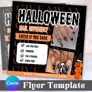 Halloween Nail Giveaway E-FLYER template, Spooky Nail tech Giveaway, Social Media Giveaway Post, Instagram Flyer, Instagram Post