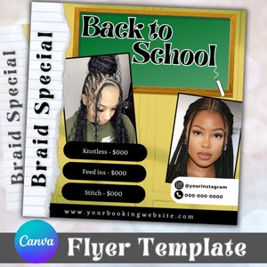 Back To School hair Flyer, DIY braider Flyer Template, Back To School Sale, Hair Flyer, Wig Flyer, Social Media Flyer, Premade Flyer