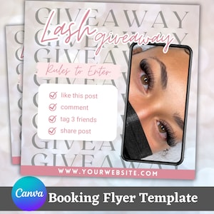 Lash Giveaway E-FLYER template, Lash Extensions Giveaway, Social Media Giveaway Post, Instagram Flyer, Instagram Post, Aesthetic Flyer