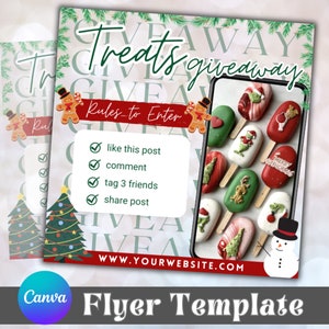 Christmas Sweets and Treats DIY Canva Template, Holiday Baking Dessert Giveaway Flyer, Cupcake Flyer, Sweet Treat Giveaway, Instagram Post