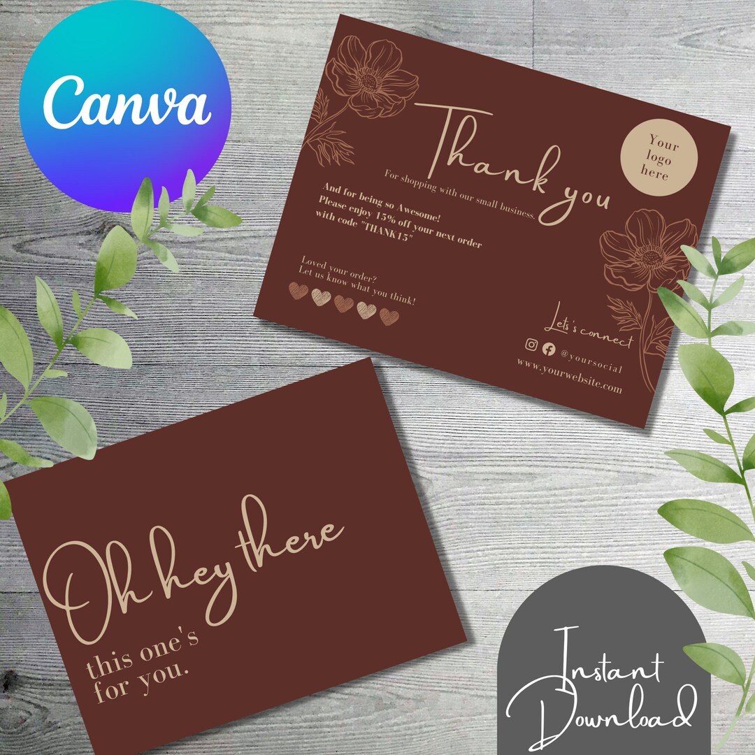 Brown CANVA Editable SIMPLE Business Thank You Insert Card Template ...