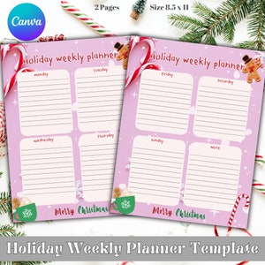 Weihnachtsplaner Vorlage, digital bearbeitbare Vorlage, Urlaub Wochenplaner, druckbarer Urlaubsplaner, 2 Seite digitaler Weihnachtsplaner