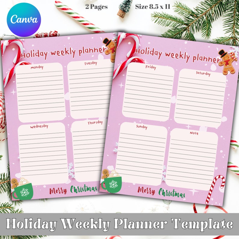 Christmas Planner Template Digital Editable Template Holiday Etsy