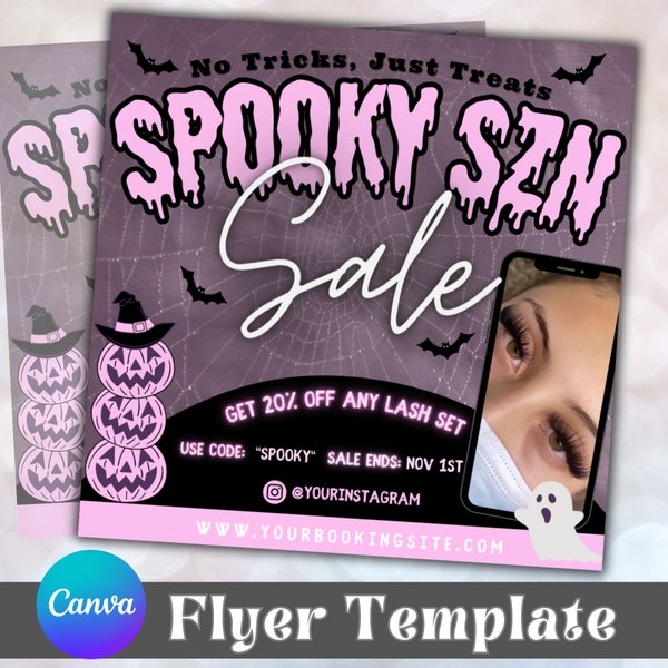 Halloween Lash Tech Flyer, Spooky Szn Sale, Instagram Template Design, Fall Lash Sale Flyer, Scary Flyer, Premade Business Flyer Design