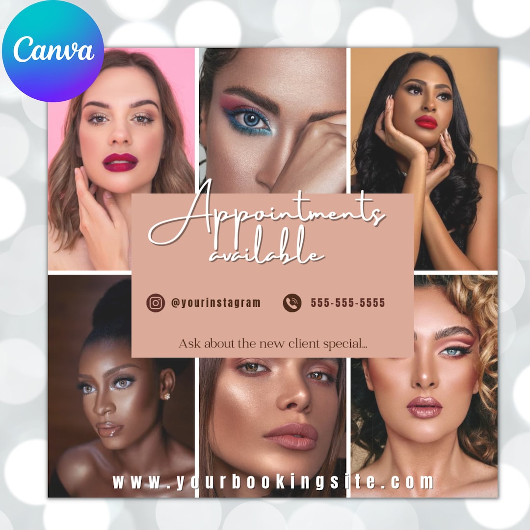 Makeup Artist Booking Flyer, Canva Editable Template, Beauty Instagram Flyer, Printable Flyer
