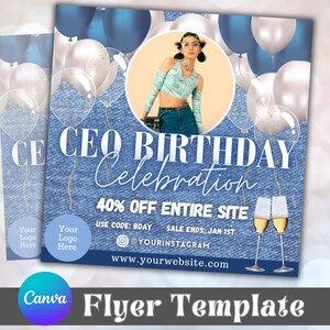 CEO Birthday Flyer Template, CEO Birthday Flyer, Birthday Sale flyer, Celebration Flyer, Digital invitation Template, Editable Party Flyer