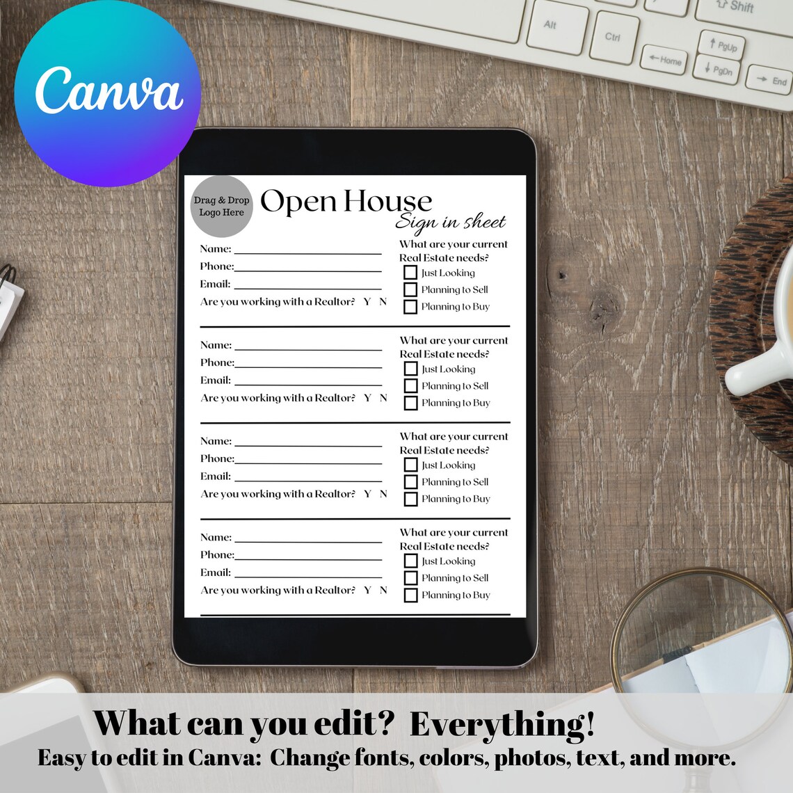 Open House Sign in Sheet Canva Template Set of 3, Editable Real Estate ...