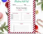 Christmas Wish List for Kids, Editable Template, Dear Santa Letter Template, North Pole Letter to Santa, Printable Kids Christmas Wish List