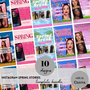Spring Editable Instagram story templates for Makeup Artist, Hair stylist, Lash tech, Braider, Nail tech, brow artist, and more.