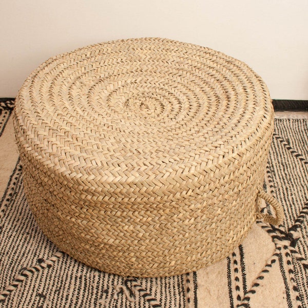 Pouf rond en osier