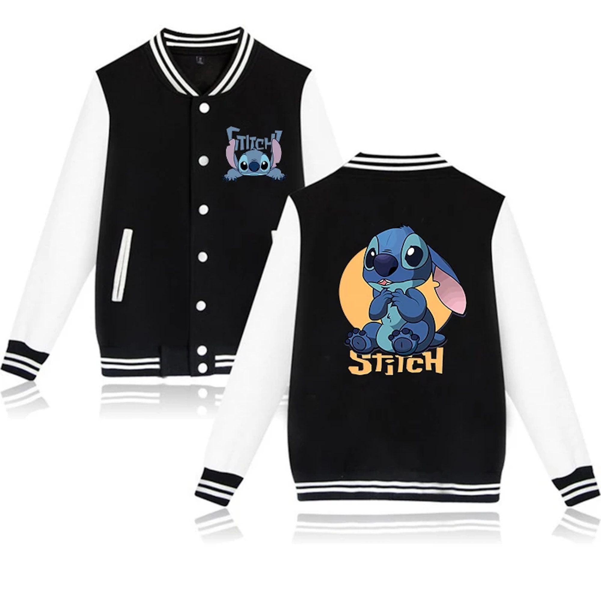 Stitch Baseball Jacket, Harajuku Jackets