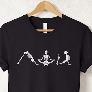 Skeleton Yoga Shirt, Meditation Yoga Lover TShirt, Cute Halloween Workout Skull Shirt, Spooky Cozy Season Fall Tee T-Shirt, Gift for Yogi