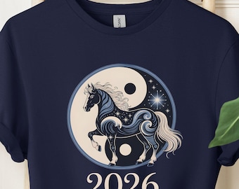 Camiseta de Año Nuevo Chino 2026 del Caballo, Camiseta de Año Nuevo Lunar, Feliz Año Nuevo Chino, Camisetas con Gráficos de Caballos del Zodiaco Chino, Regalo para Ella