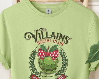 Camiseta do Clube Social dos Vilões, Camiseta com tema de Halloween "Equipe Vilões Fazem Melhor", Moletom Maçã Envenenada, Suéter Princesa Coquette Estilo Preppy, Camiseta de Festa