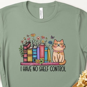 Cat Mom No Shelf Control Sweatshirt, Book Lover Sweater Gift for Readers, Bookish Merch Book Themed Kitty Lover T Shirt, Cute Romance Shirt