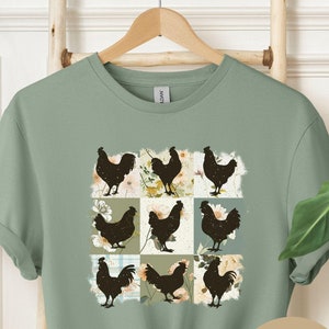 Cute Boho Chickens Shirt, Retro Farmhouse Floral Backyard Farmer Chicken Tee, Cottagecore Aesthetic Clothing, Floral Chicken Gift for Her