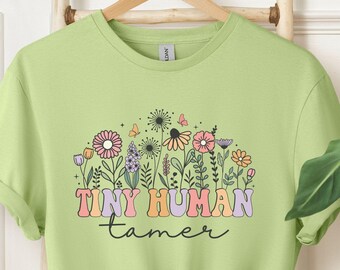 Tiny Human Tamer Shirt, Best Gift for Homeschool Mom Preschool Teacher, Kindergarten Teacher Sweatshirt,Feral Mom Sweater,Funny Mama T-Shirt