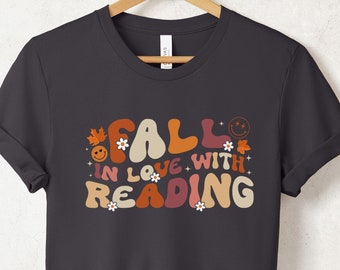 Chemise lecture automne, chemise bibliothécaire automne, T-shirt automne professeur de lecture d'anglais, chemise bohème mignonne pour amoureux des livres, chemise livresque, cadeau pour elle
